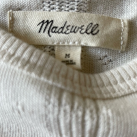 NWT Madewell Pointelle Ribbed Tee Cream Medium - Picture 4 of 5